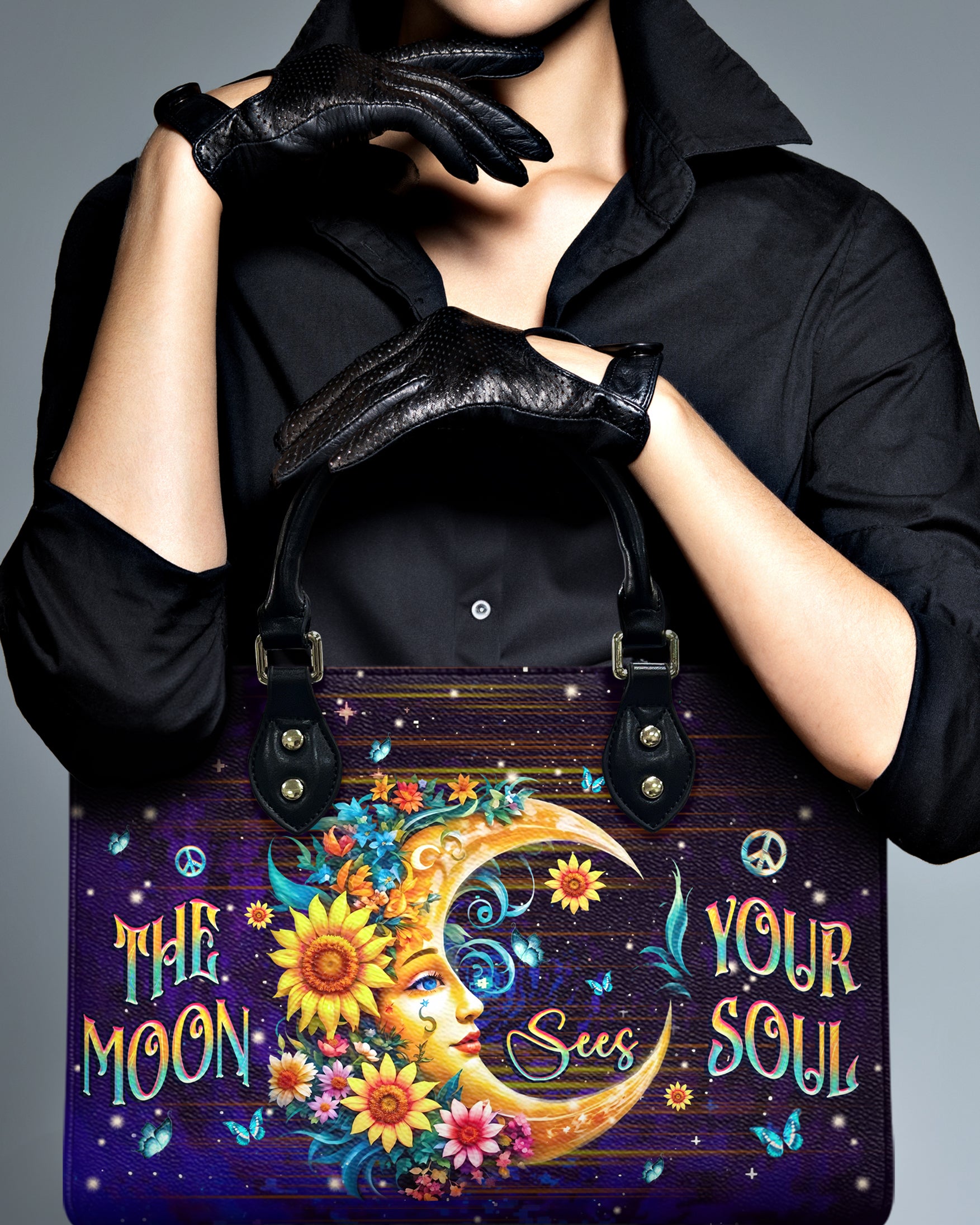 THE MOON SEES YOUR SOUL LEATHER HANDBAG - YHHG1009244