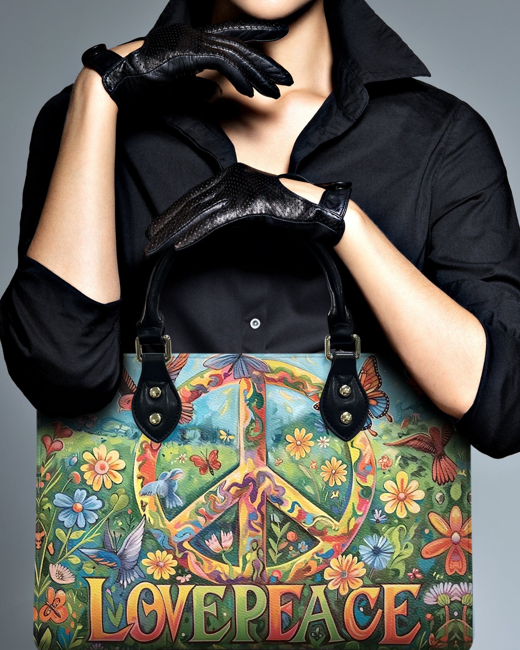 LOVE PEACE LEATHER HANDBAG - YHHG0409244