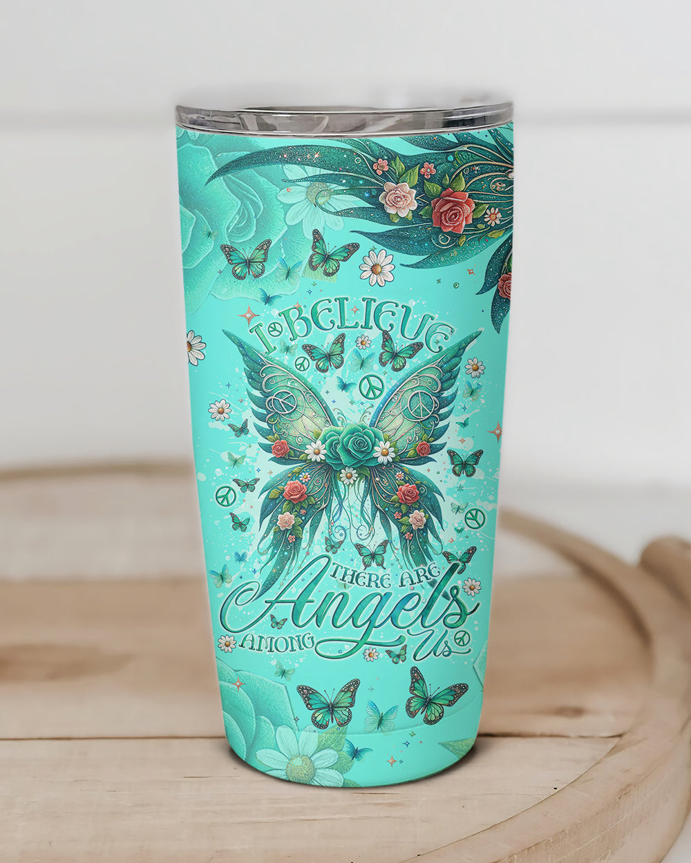 I BELIEVE THERE ARE ANGELS AMONG US WINGS TUMBLER - TLNO2803243