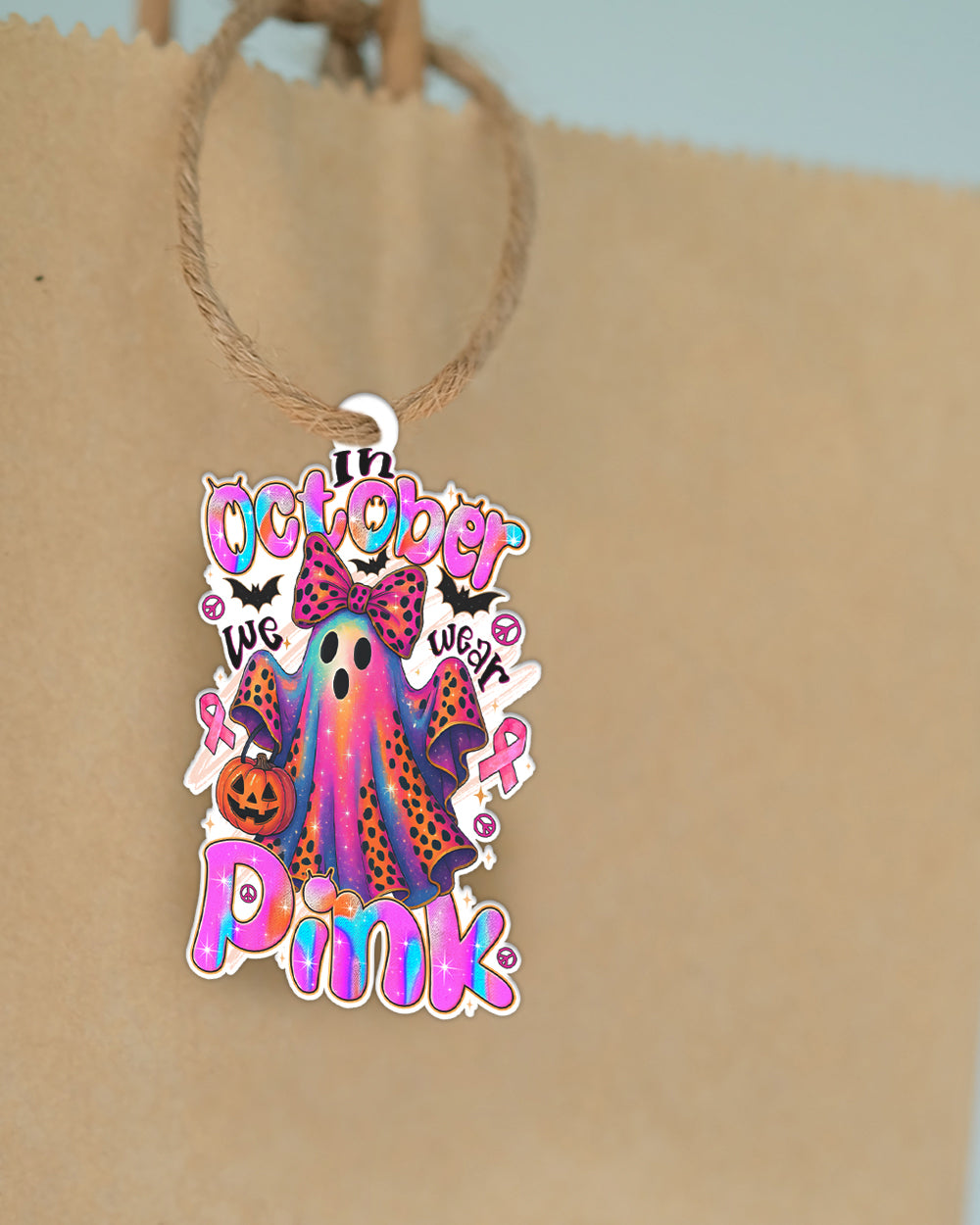 IN OCTOBER WE WEAR PINK BOO BREAST CANCER AWARENESS ORNAMENT & KEYCHAIN - TYTD1308251