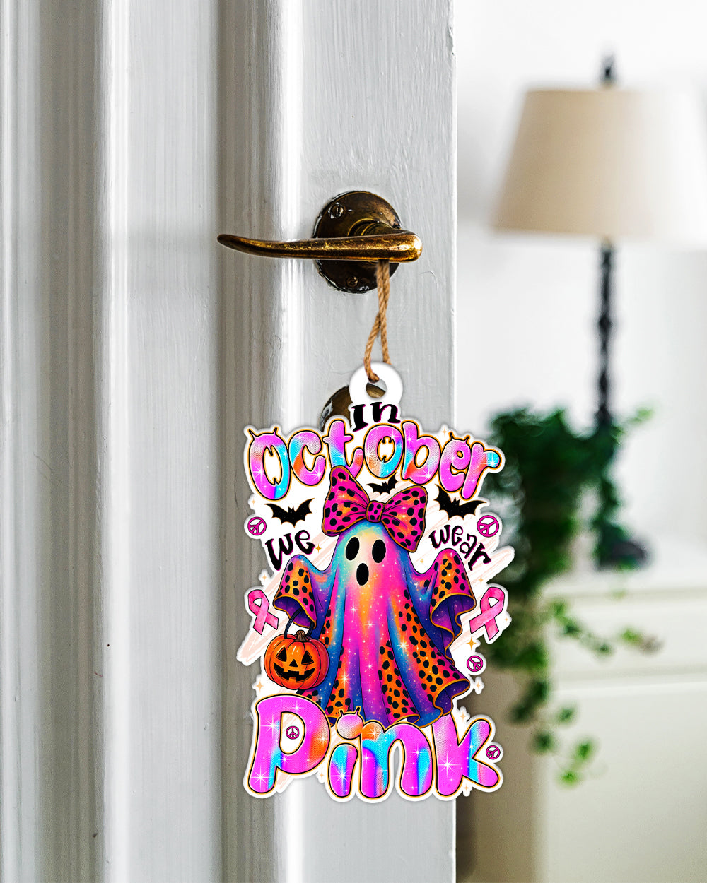 IN OCTOBER WE WEAR PINK BOO BREAST CANCER AWARENESS ORNAMENT & KEYCHAIN - TYTD1308251