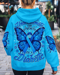 NEVER UNDERESTIMATE THE STRENGTH BUTTERFLY DIABETES AWARENESS ALL OVER PRINT - TLNO1509251