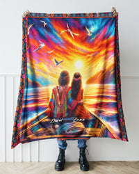 PERSONALIZED HIPPIE COUPLE FLEECE BLANKET - YHHG1303254