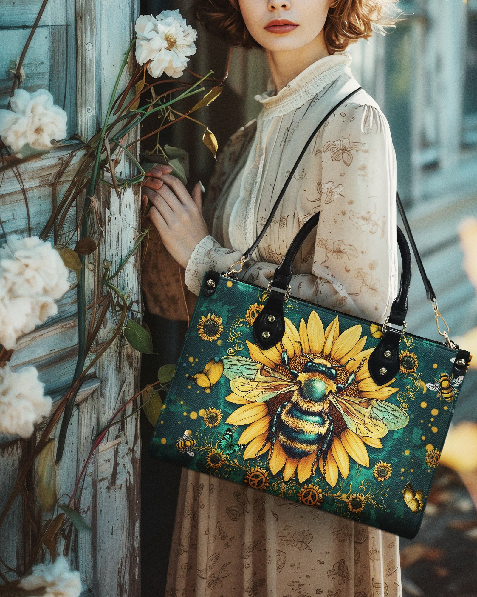 BEE SUNFLOWER LEATHER HANDBAG - YHHN1103254