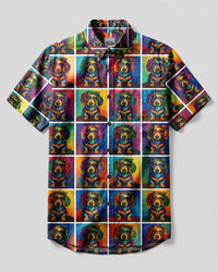 DACHSHUND POLAROID PATTERN BUTTON-DOWN COLLAR SHIRT - RITM2406261