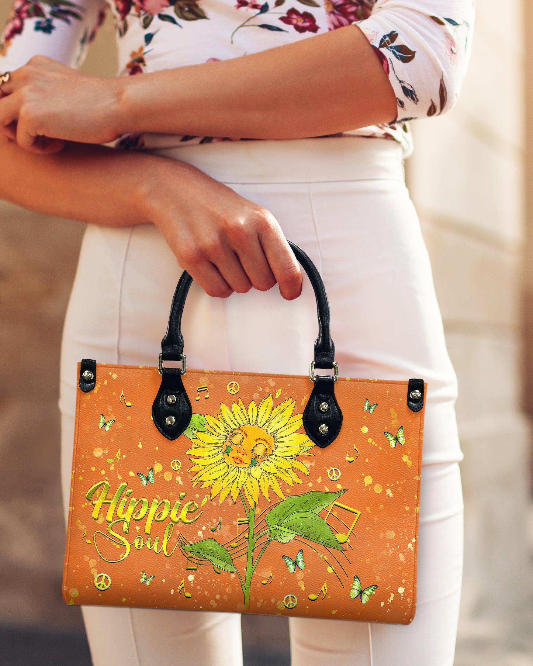 HIPPIE SOUL SUNFLOWER LEATHER HANDBAG - YHHG2009244