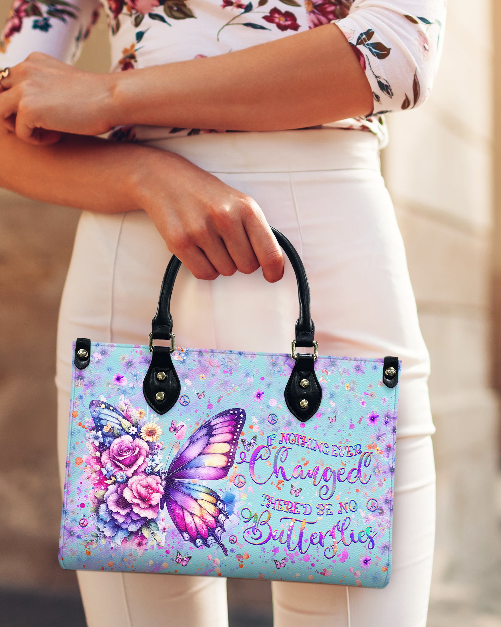 IF NOTHING EVER CHANGED BUTTERFLY LEATHER HANDBAG - YHHG1607244