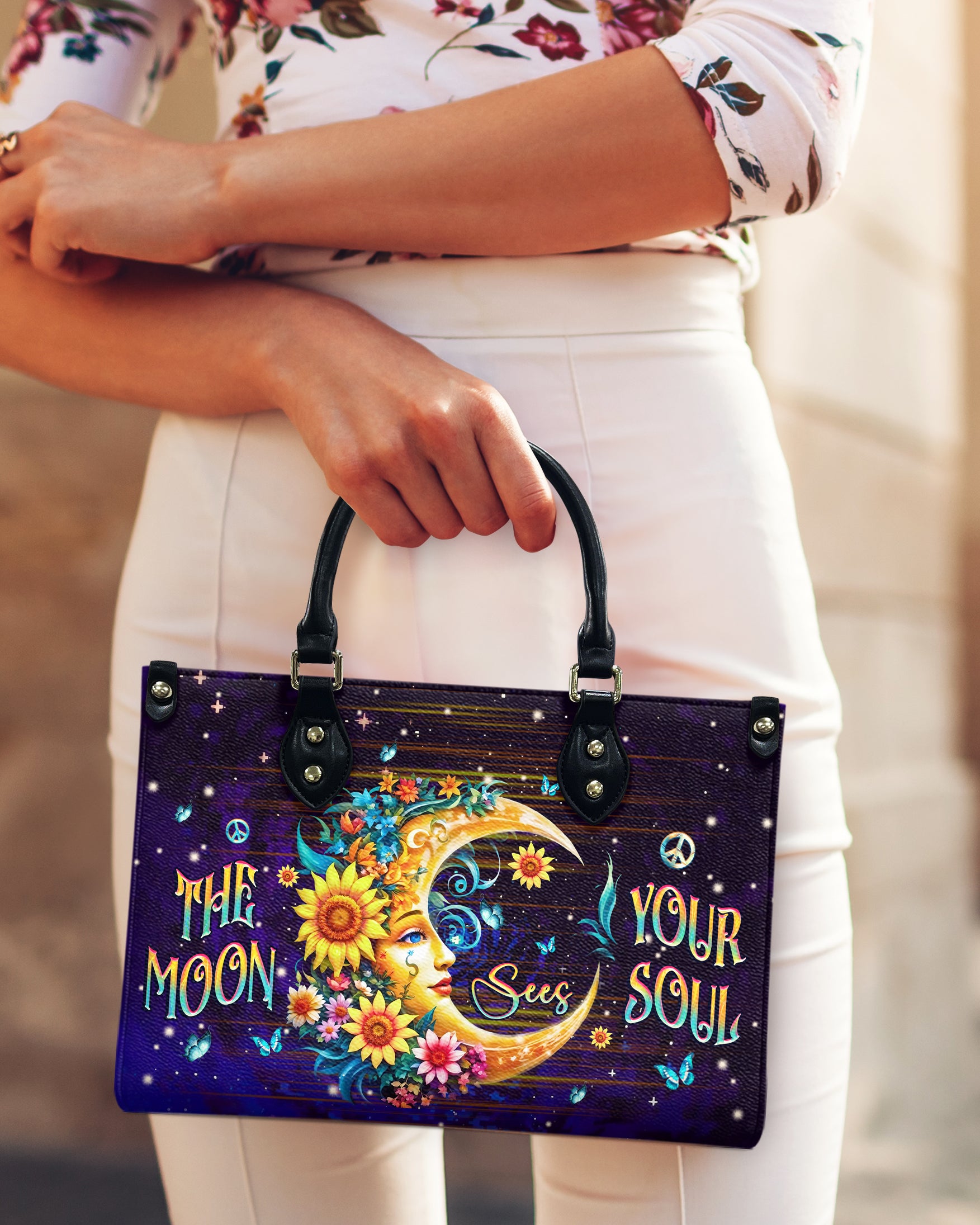 THE MOON SEES YOUR SOUL LEATHER HANDBAG - YHHG1009244