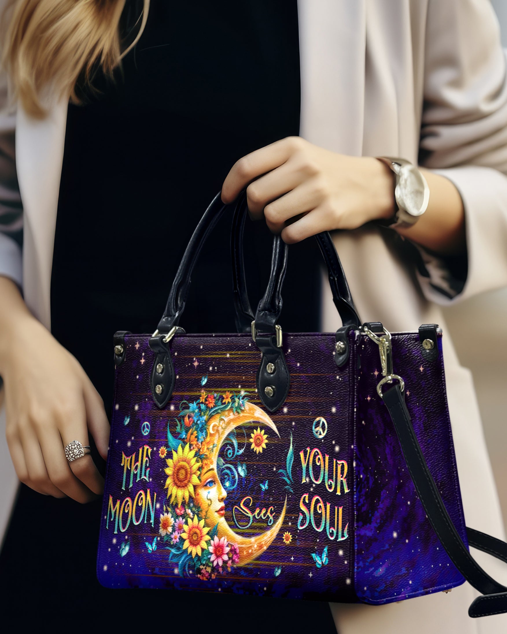 THE MOON SEES YOUR SOUL LEATHER HANDBAG - YHHG1009244