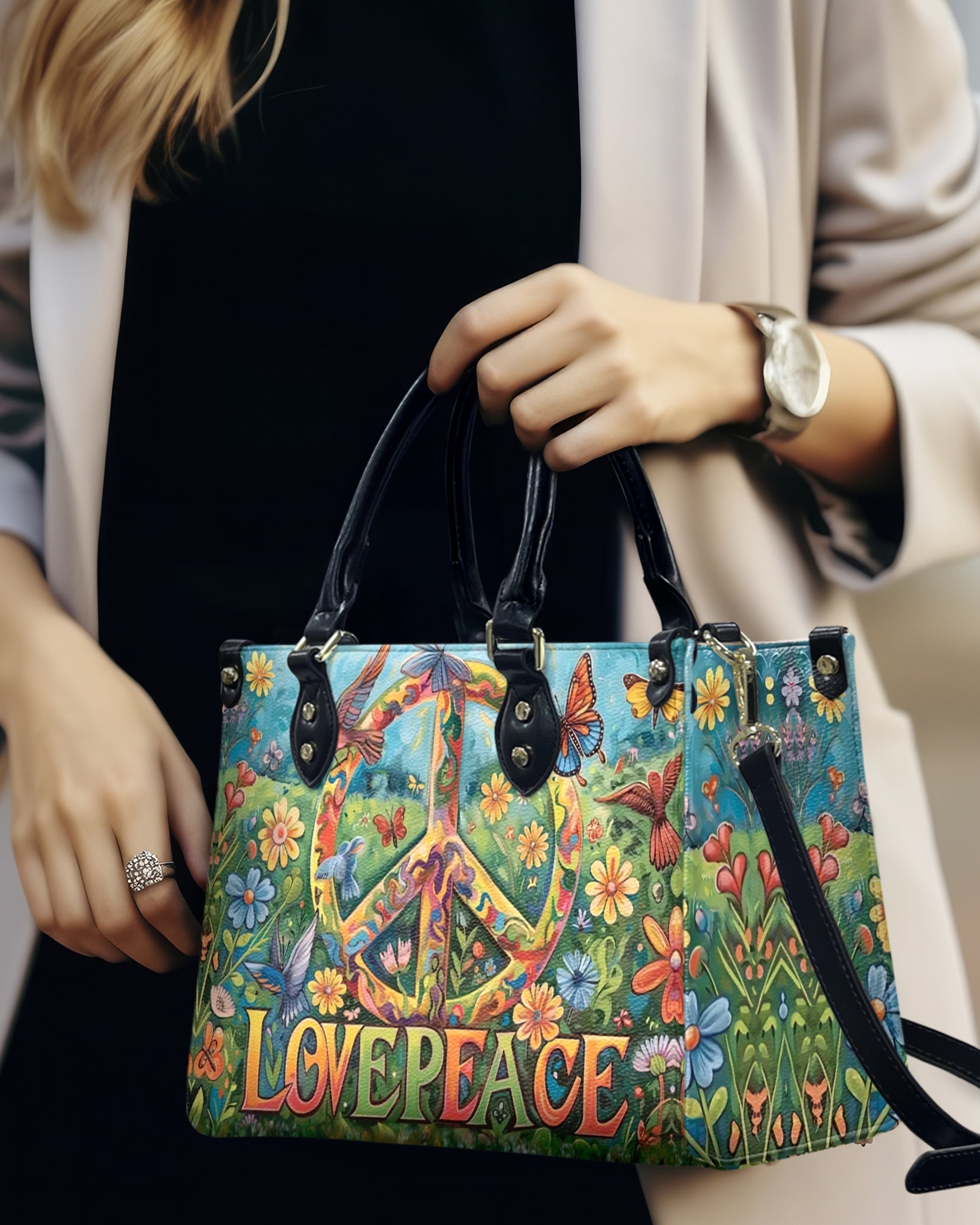 LOVE PEACE LEATHER HANDBAG - YHHG0409244