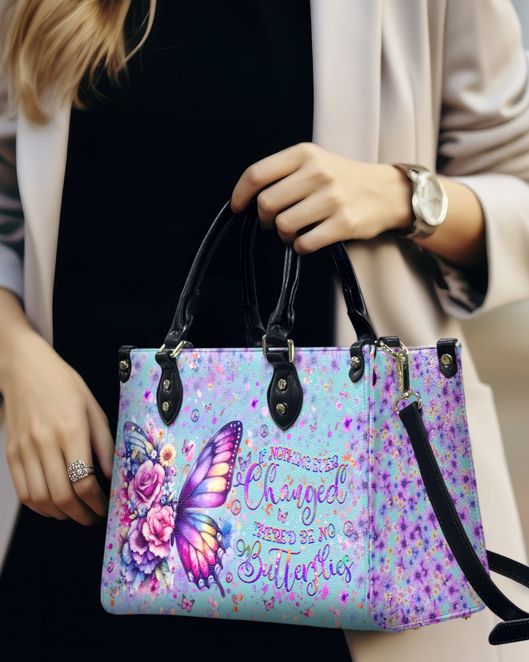 IF NOTHING EVER CHANGED BUTTERFLY LEATHER HANDBAG - YHHG1607244