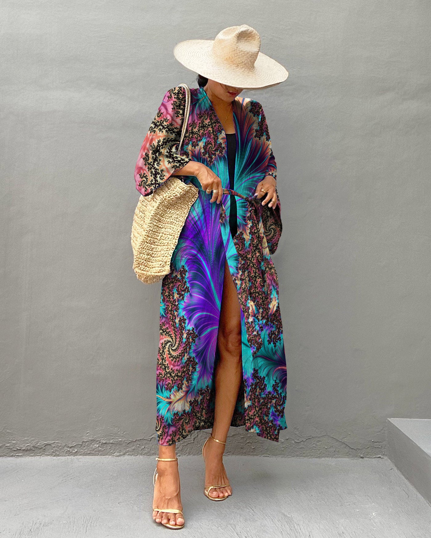 HANNAHS FRACTAL KIMONO ROBE - TLTR2107233