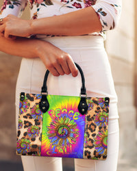 PEACE Y'ALL SUNFLOWER TIE DYE LEOPARD LEATHER HANDBAG - TLNZ0204245