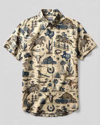WILD WEST VINTAGE  TEXAS PATTERN BUTTON-DOWN COLLAR SHIRT  - TLHG2606264