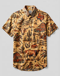 WILD WEST VINTAGE  TEXAS PATTERN BUTTON-DOWN COLLAR SHIRT  - TLHN2606263
