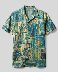 BOHO CAT GARDEN MOSAIC CAMP SHIRT - TLHN2907263