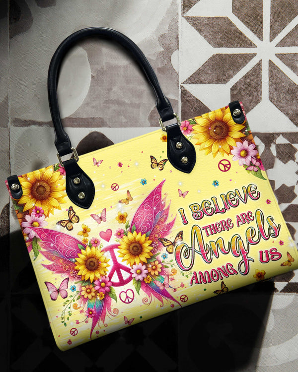 I BELIEVE THERE ARE ANGELS AMONG US WINGS LEATHER HANDBAG - TLPQ1409242