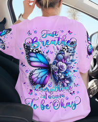 JUST BREATHE BUTTERFLY FLOWER ALL OVER PRINT - TLPQ1604241