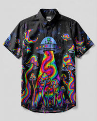 PSYCHEDELIC UFO MUSHROOM COLORFUL BUTTON-DOWN COLLAR SHIRT   - TLTW1606264