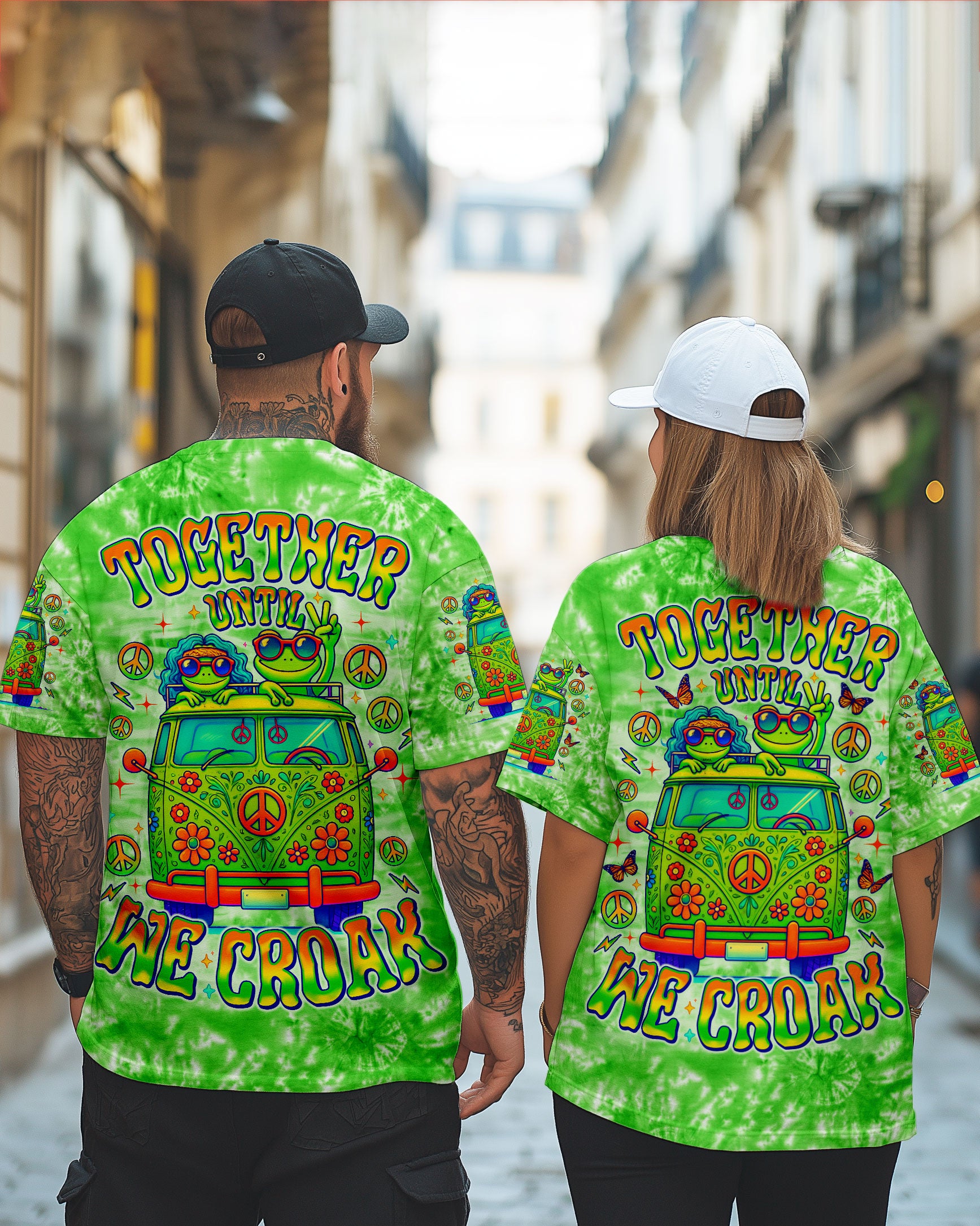 TOGETHER UNTIL WE CROAK FROG BUS COUPLE  ALL OVER PRINT - TLNO0108252