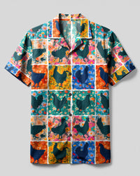 FLORAL CHICKEN PATCHWORK CAMP SHIRT - TYLN0107262