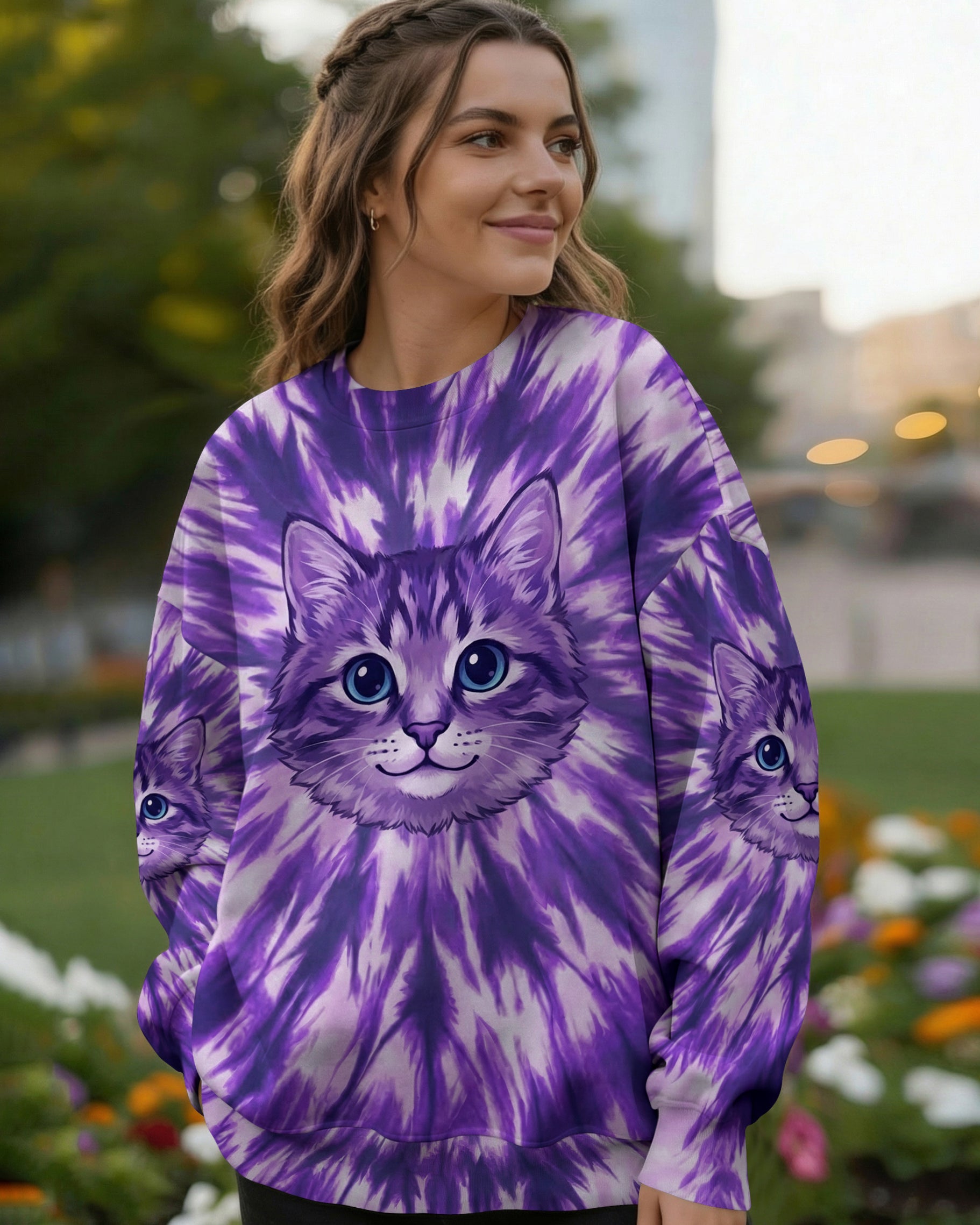 PURPLE AURA CAT ALL OVER PRINT - TYPQ0402262 – Groovy Hippie