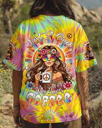 JUST A GIRL WHO LOVES COFFEE TIE DYE ALL OVER PRINT - TYPQ0506251