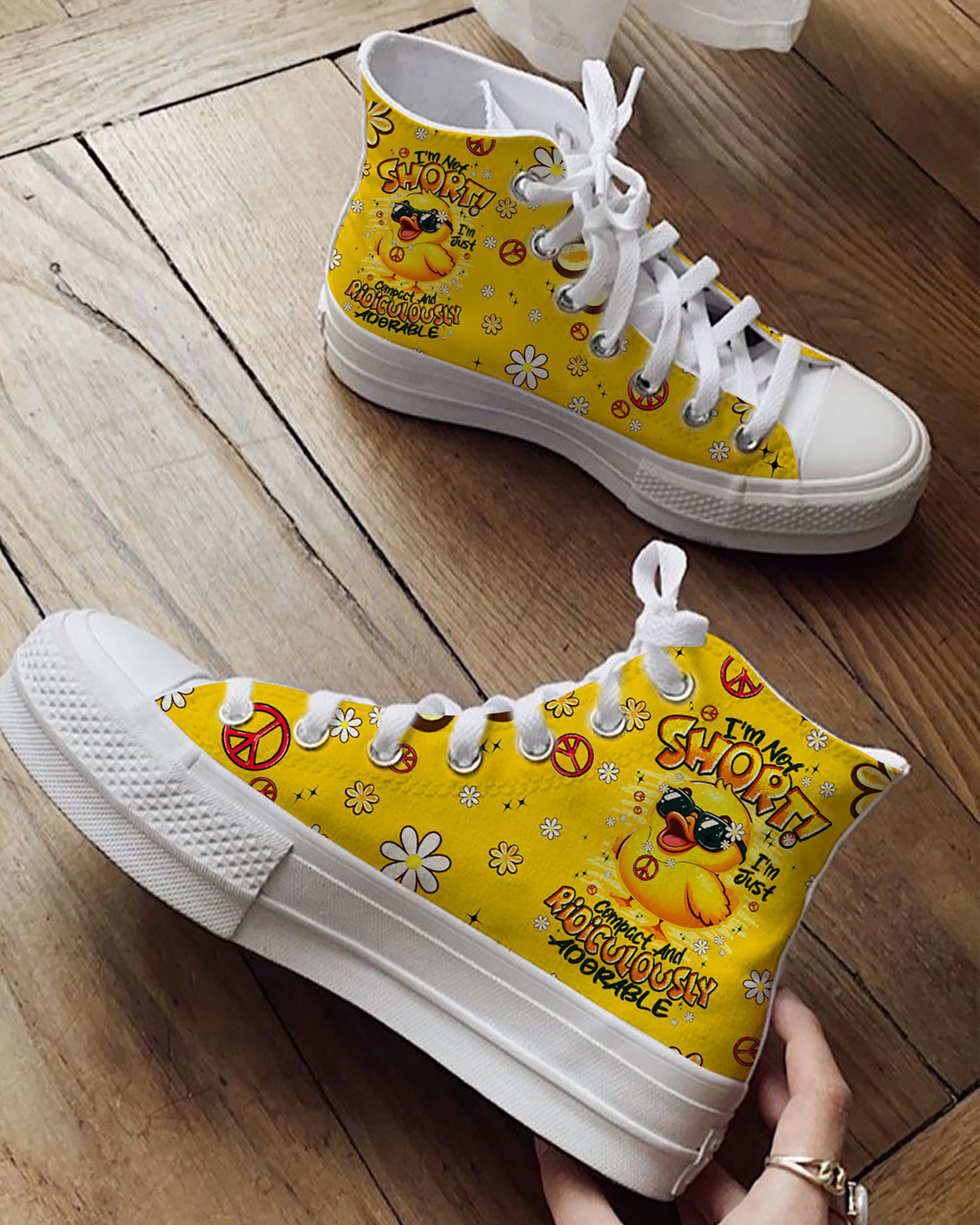I'M NOT SHORT DUCK HIPPIE HIGH TOP CANVAS SHOES - TYPQ0508257