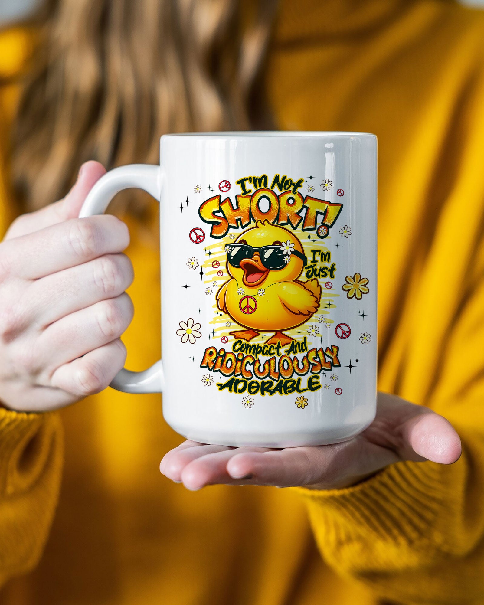 I'M NOT SHORT DUCK HIPPIE COFFEE MUG - TYPQ0908253