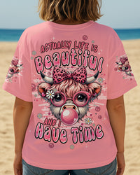 ACTUALLY LIFE IS BEAUTIFUL AND I HAVE TIME COW HIPPIE ALL OVER PRINT - TYPQ1107251