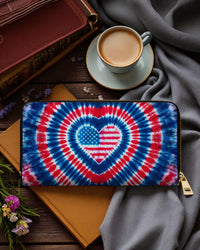 AMERICAN FLAG HEART ZIPPER LEATHER WALLET - TYPQ1304262