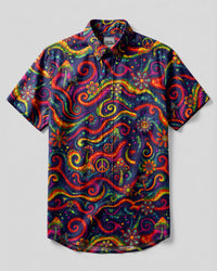 COSMIC PEACE SWIRL BUTTON-DOWN COLLAR SHIRT - TYPQ1806262