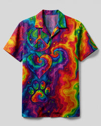 PEACE LOVE AND PAW COLORFUL CAMP SHIRT - TYQY0307263