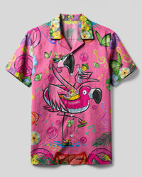 PRETTY IN PINK FLAMINGO CAMP SHIRT - TYQY1706248