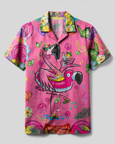 PRETTY IN PINK FLAMINGO CAMP SHIRT - TYQY1706248