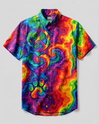 PEACE LOVE AND PAW COLORFUL BUTTON-DOWN COLLAR SHIRT - TYQY2306261