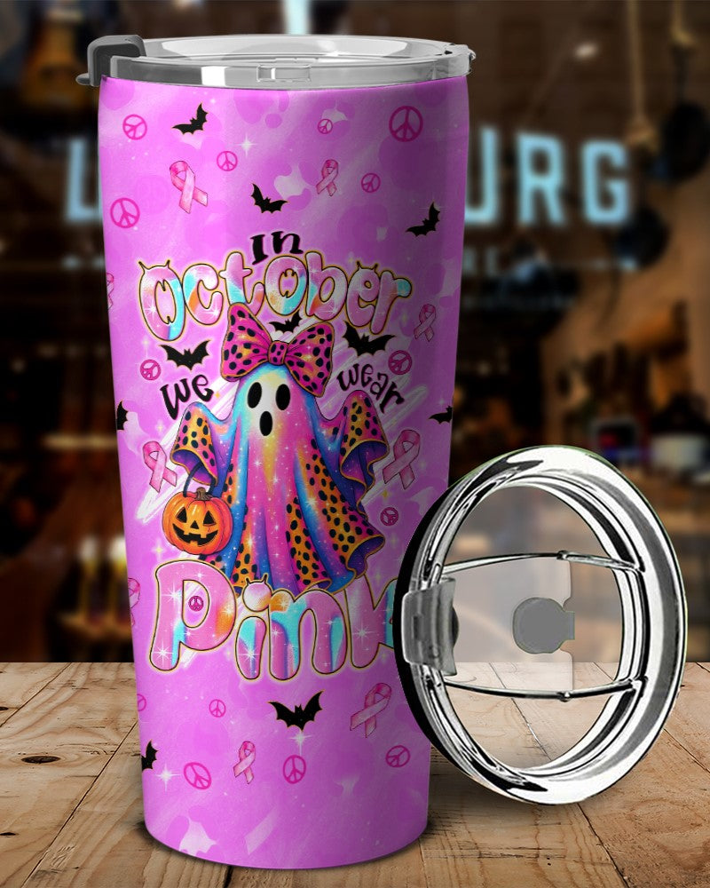 IN OCTOBER WE WEAR PINK BOO BREAST CANCER AWARENESS TUMBLER - TYTD1308251
