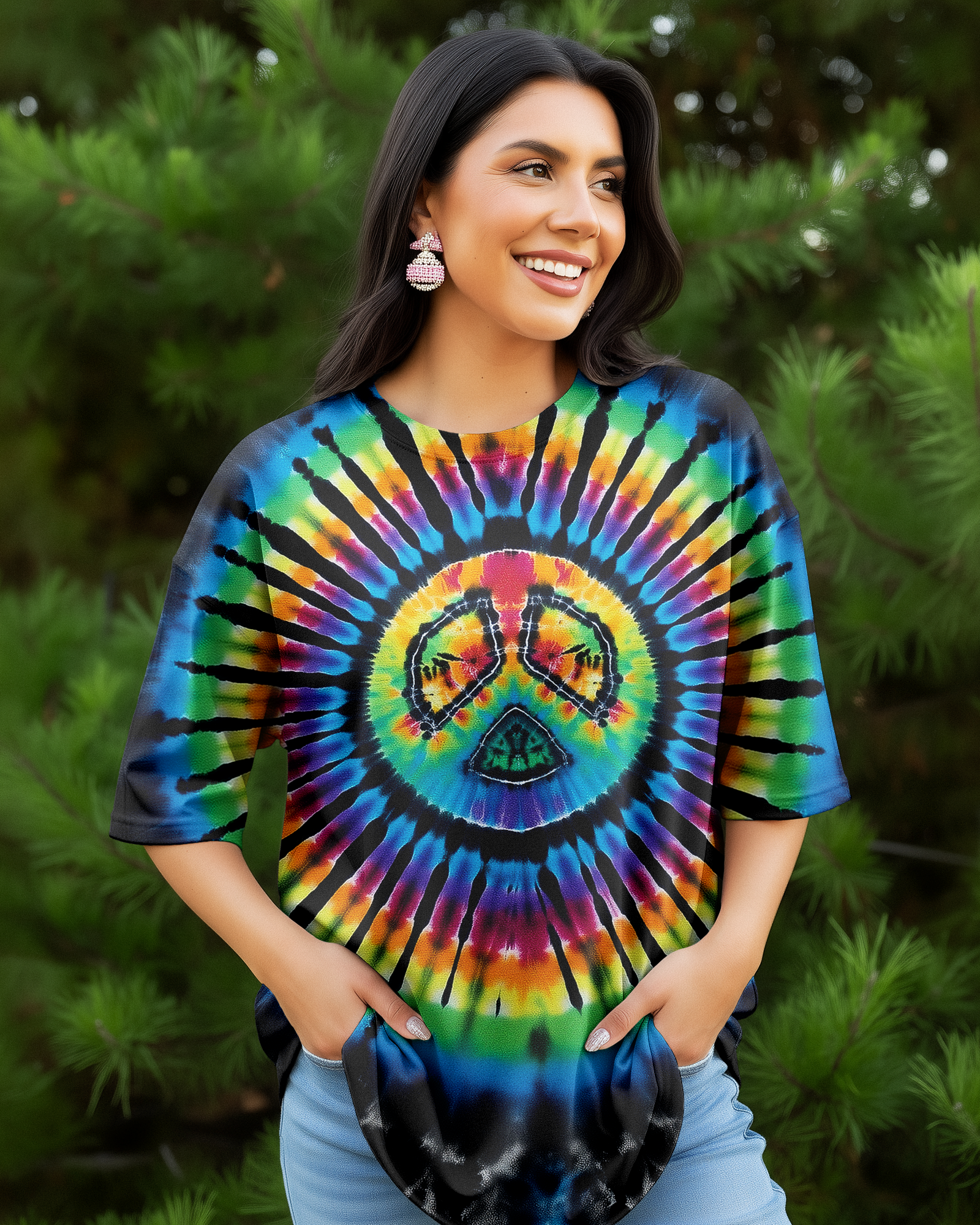 RAINBOW PEACE TIE DYE ALL OVER PRINT - KMTM05112510