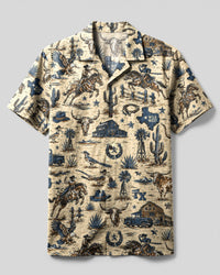 WILD WEST VINTAGE  TEXAS PATTERN CAMP SHIRT  - TLHG2606263