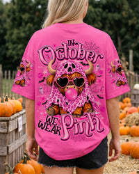 IN OCTOBER WE WEAR PINK HIGHLAND COW BREAST CANCER ALL OVER PRINT  - TLNO2007261