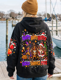 HAPPY HALLOTHANKSMAS DACHSHUND DOG CHRISTMAS HALLOWEEN ALL OVER PRINT - TLNO0910263