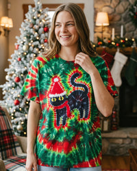 CHEERFUL BLACK CAT CHRISTMAS BURST ALL OVER PRINT - TLNO2309261