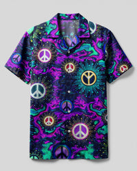 HIPPIE PEACE SIGN CAMP SHIRT - YHHG0206232