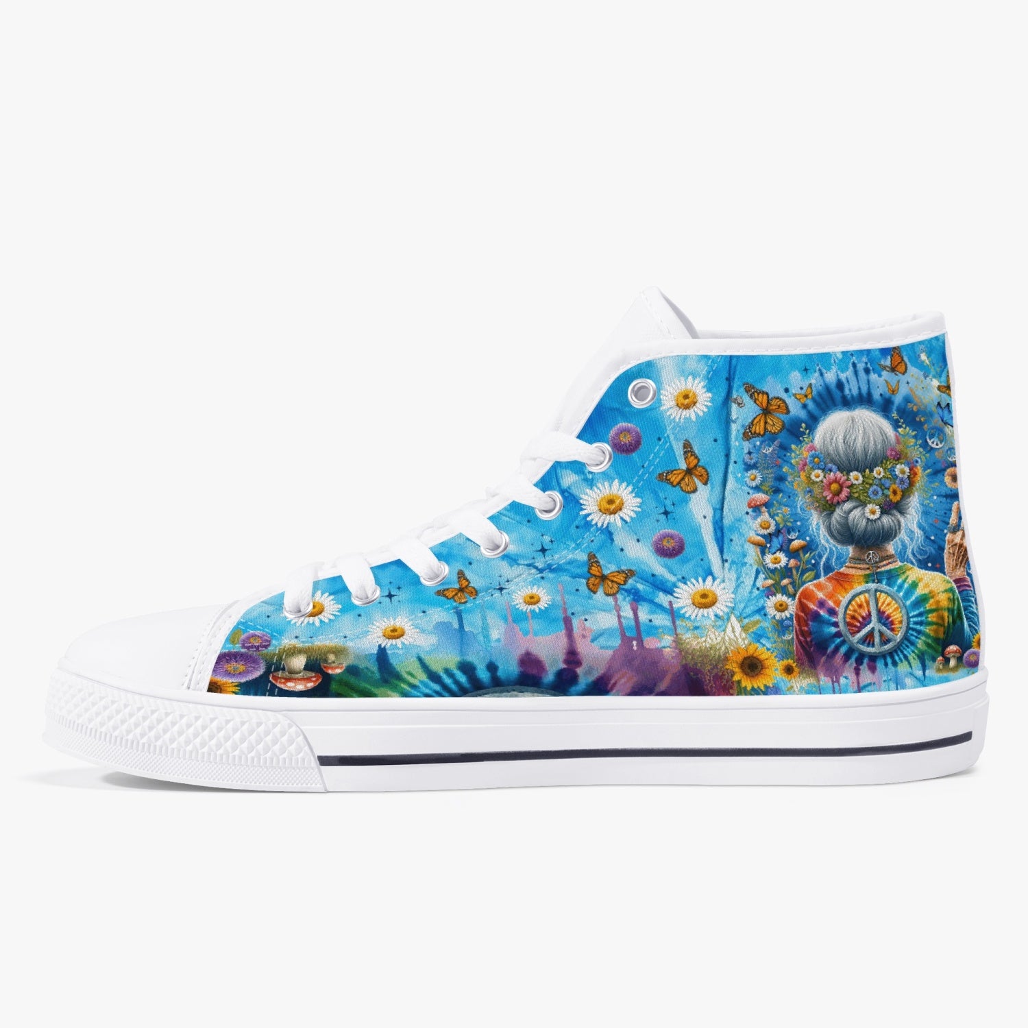 OLD HIPPIE TIE DYE HIGH TOP CANVAS SHOES - TYTM0512237