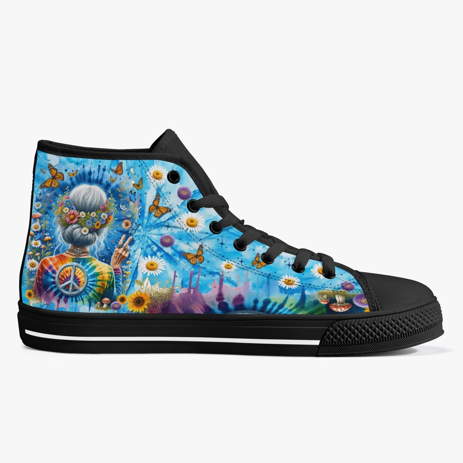 OLD HIPPIE TIE DYE HIGH TOP CANVAS SHOES - TYTM0512237