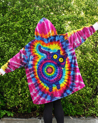 CAT COLORFUL SWIRL PATTERN SHERPA BLANKET HOODIE - TLNO0701265