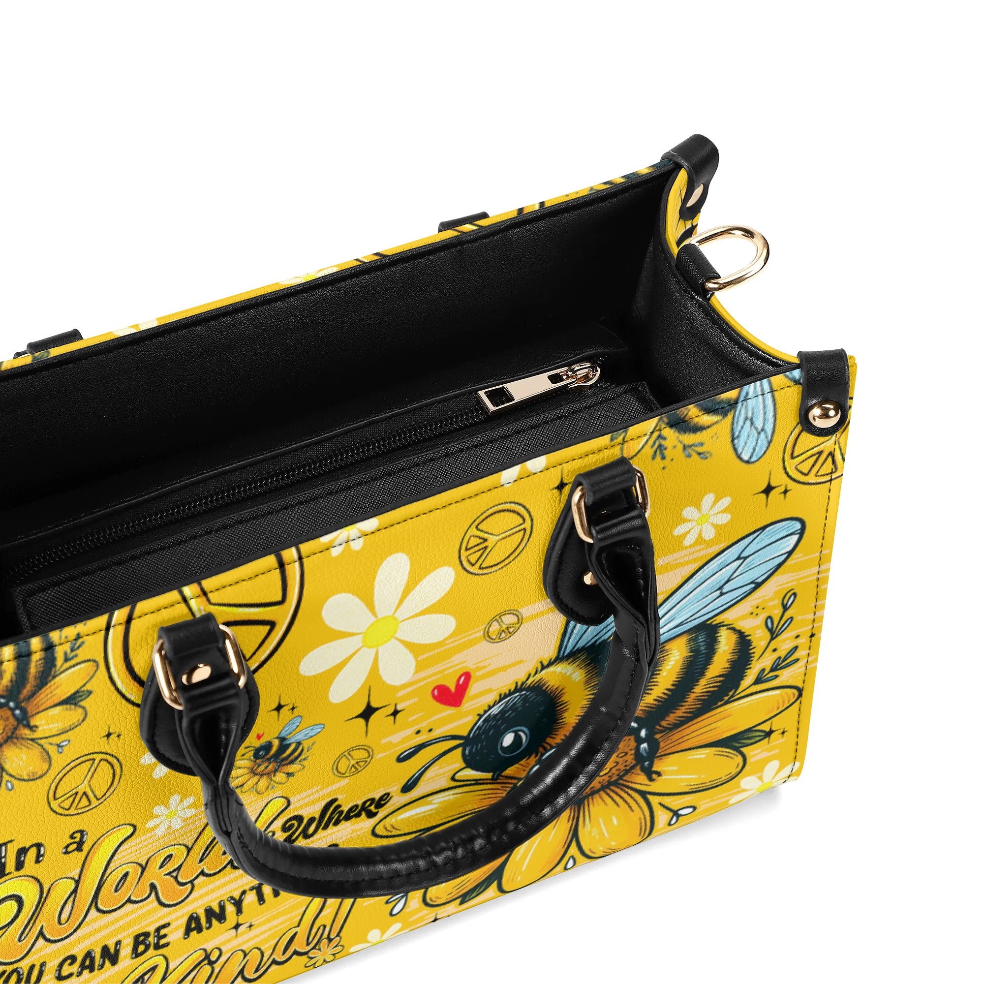 IN A WORLD WHERE YOU CAN BE ANYTHING BEE KIND LEATHER HANDBAG - TYQY03062510