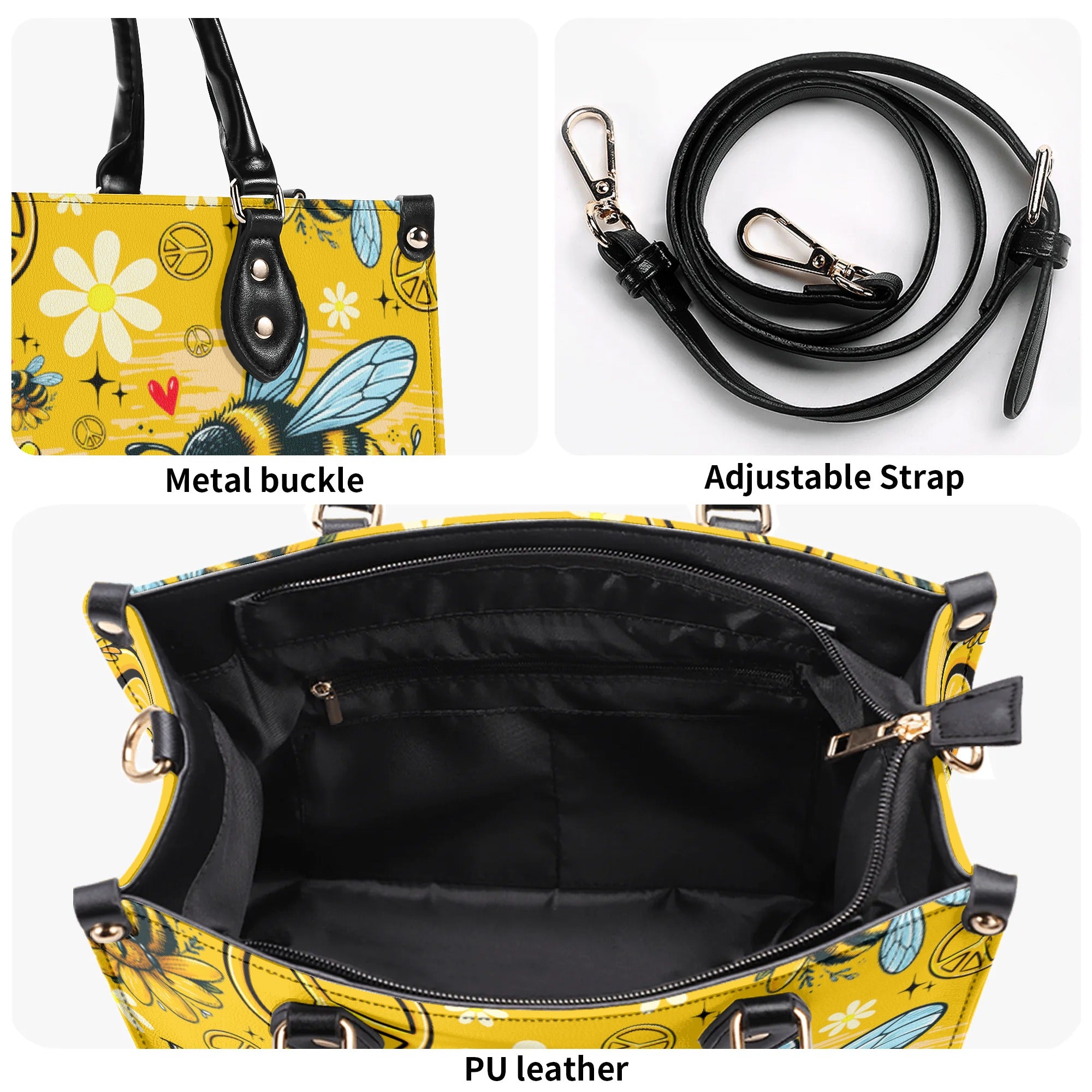 IN A WORLD WHERE YOU CAN BE ANYTHING BEE KIND LEATHER HANDBAG - TYQY03062510