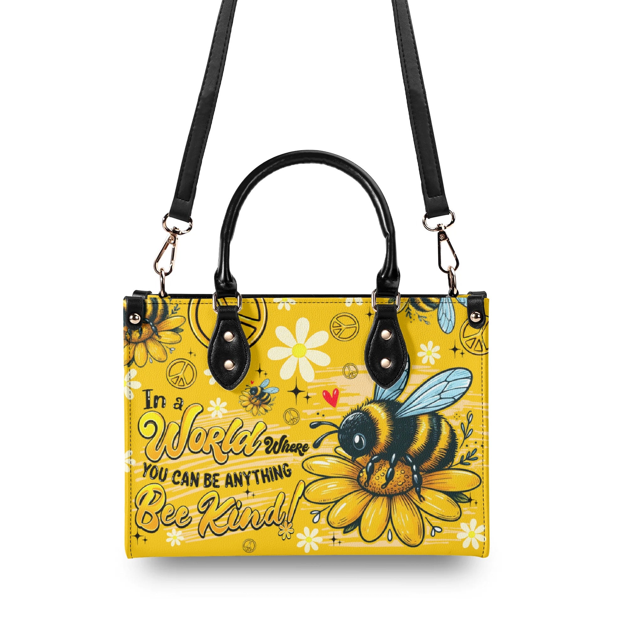 IN A WORLD WHERE YOU CAN BE ANYTHING BEE KIND LEATHER HANDBAG - TYQY03062510