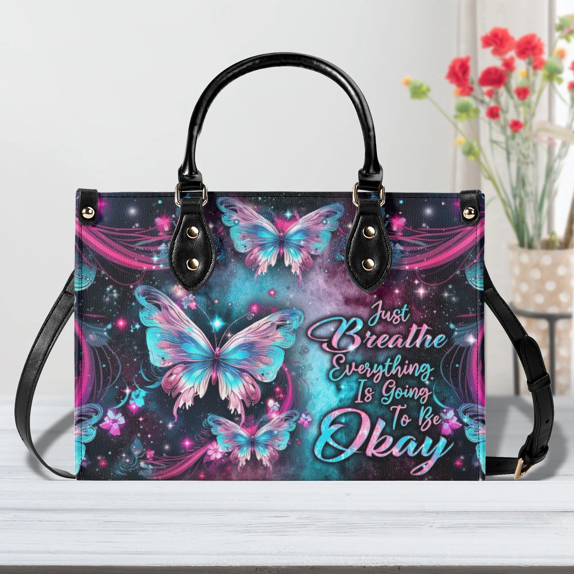 JUST BREATHE BUTTERFLY LEATHER HANDBAG - TLNT0807244